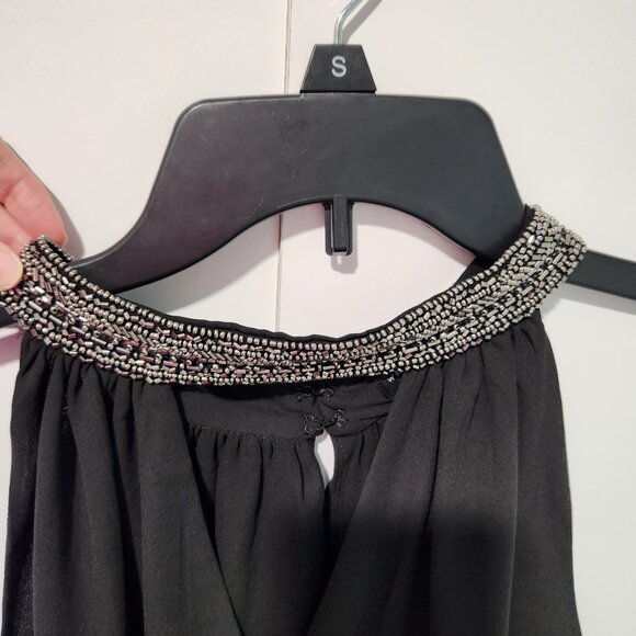 White House Black Market Sleeveless Halter Top with Beaded Collar- Large - Picture 3 of 8